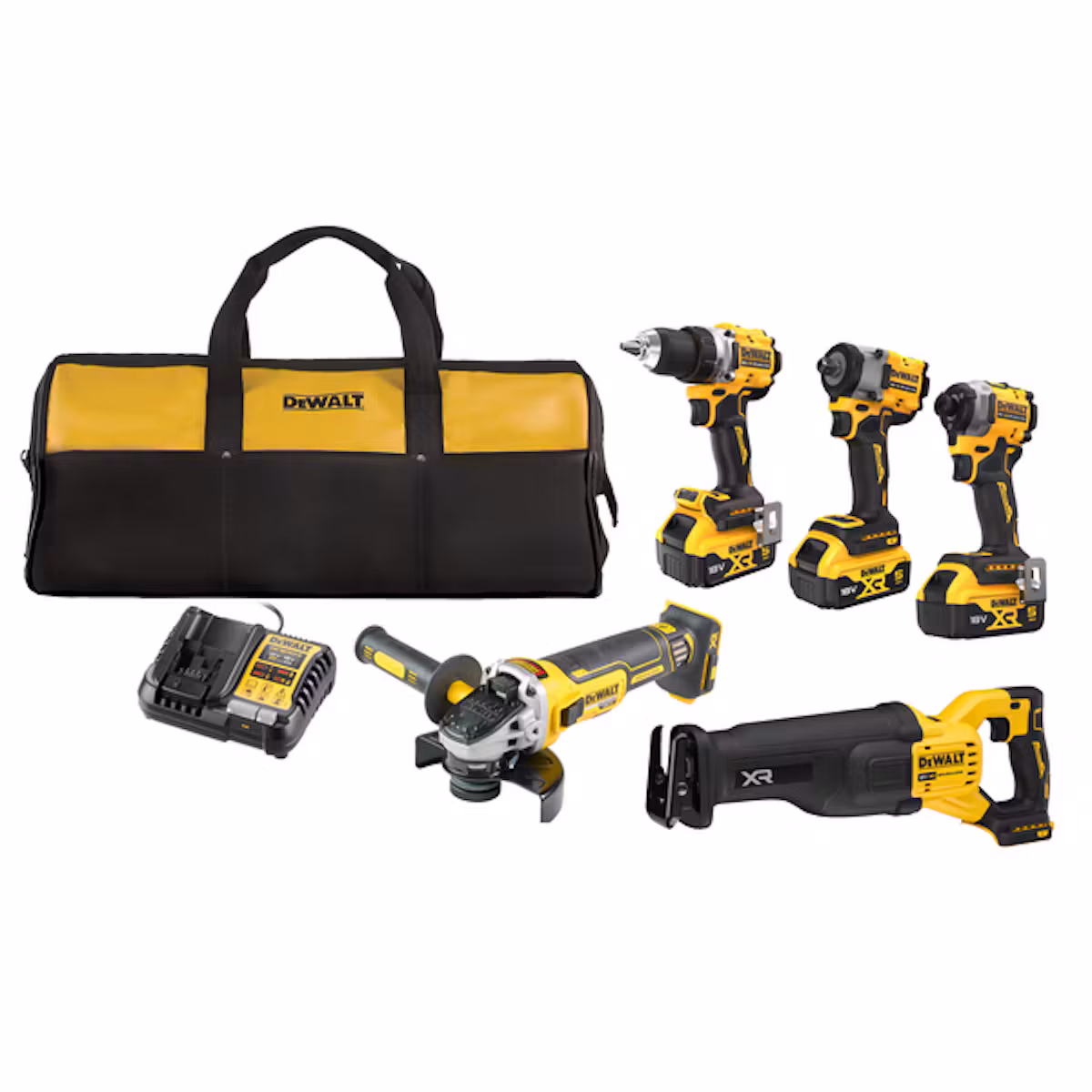Akkukonesarja DEWALT DCK509P3 3X5Ah, Laturi, Softbag